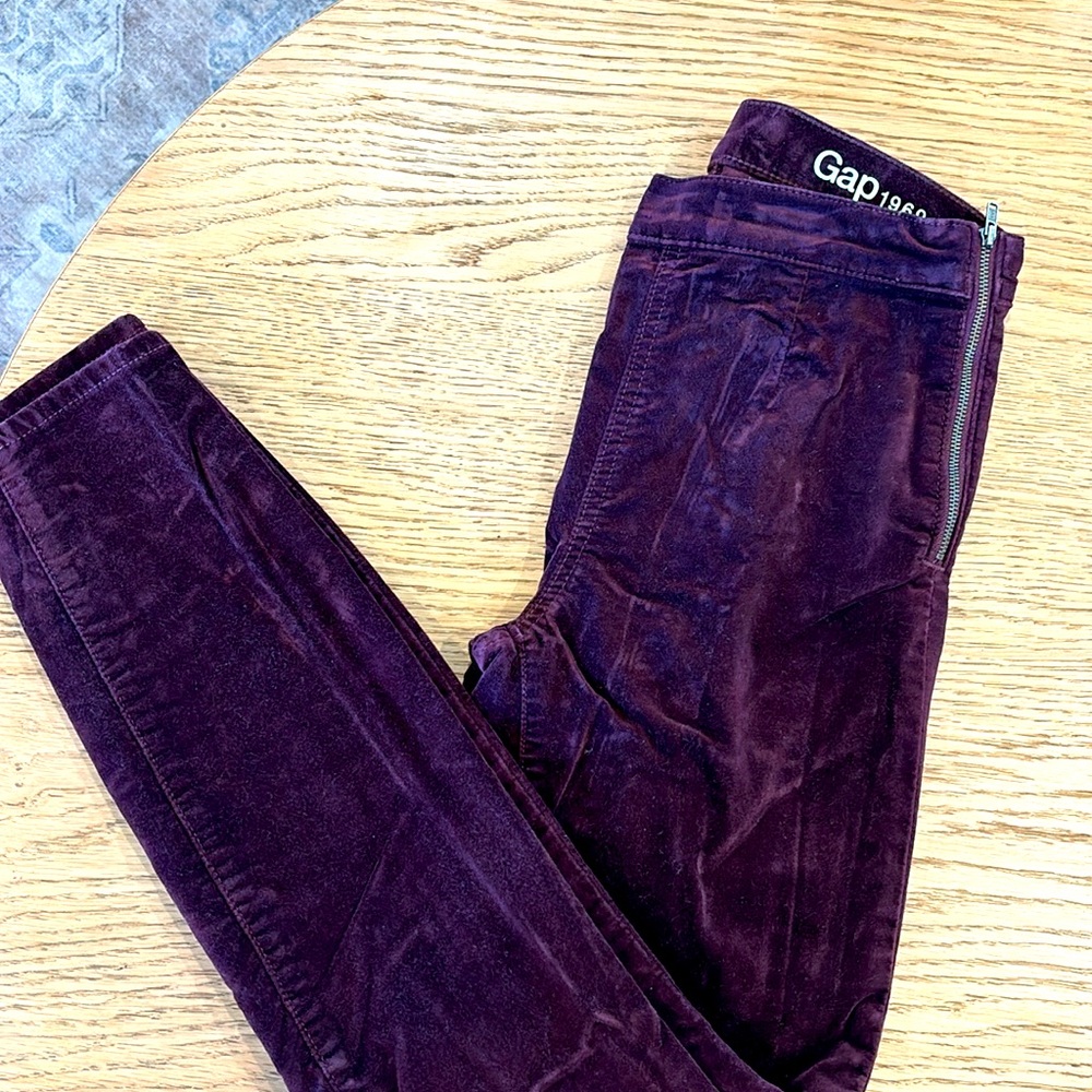 Gap Crushed Velvet Maroon Leggings